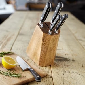 stellar sabatier is wooden knife block set 5 piece