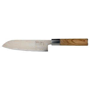 katana saya flame santoku knife olivewood 18cm