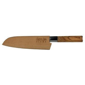 katana saya flame santoku knife olivewood 18cm