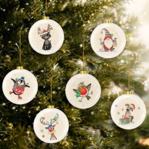 xmas bug art baubles set of 6