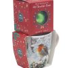 christmas robin chocolate mug and china mug