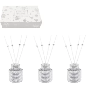 silver diamante set of 3 50ml diffuser