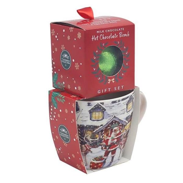 santa chocolate bomb and china mug set