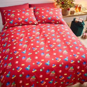 christmas retro santa white single duvet set