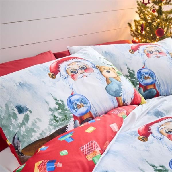 christmas retro santa white single duvet set