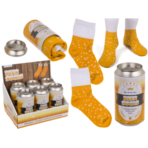 beer socks in a can