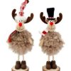 fluffy standing reindeers 26x10cm 2 assorted