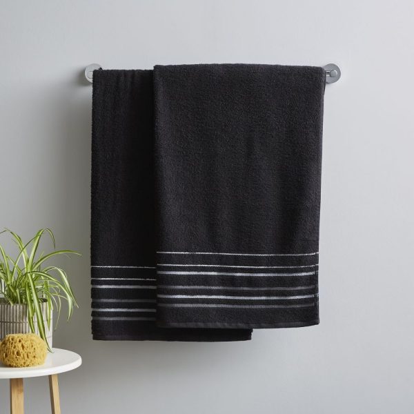 black striped bath towel