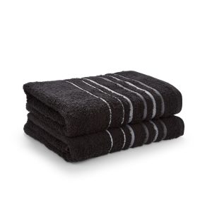 black striped bath towel