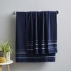 java navy bath sheet pair