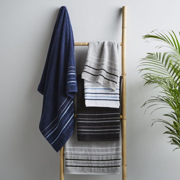 black striped bath towel