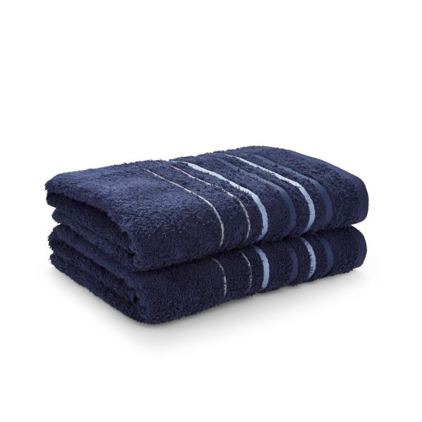 java navy bath sheet pair