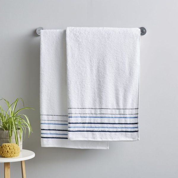 java stripe white bath sheet pair