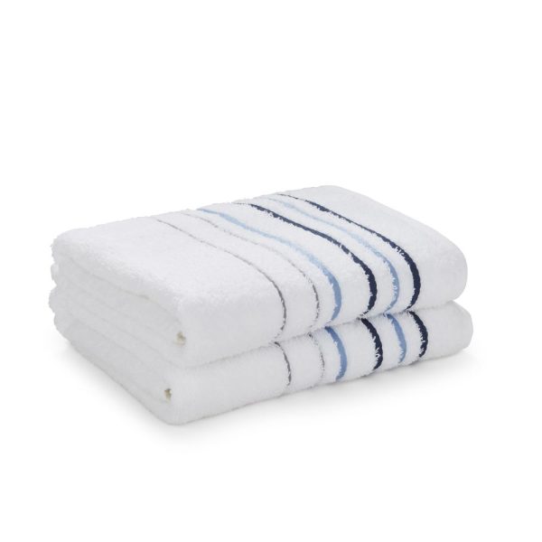 java stripe white bath sheet pair