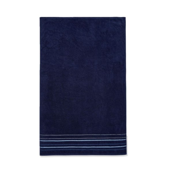 java stripe navy bath towel