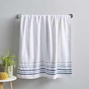 java stripe white bath towel