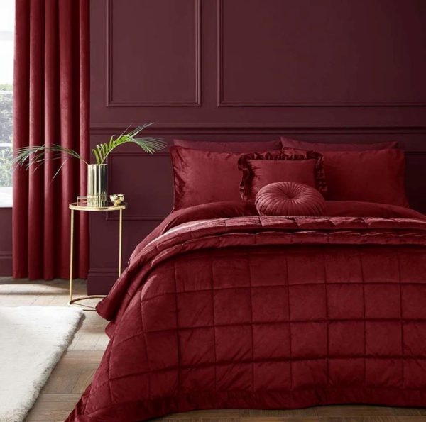 kingsley matt velvet raspberry bedspread