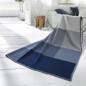 biederlack grand check blue throw 150x200cm