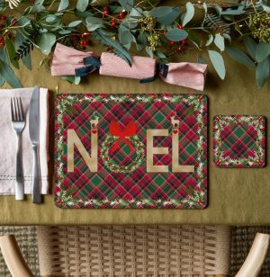 denby tartan noel placemats and coasters set of 6