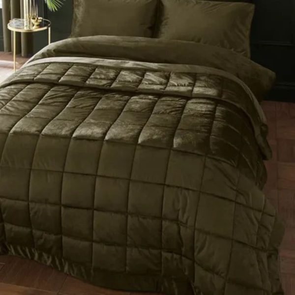 kingsley matt velvet olive bedspread