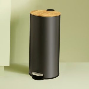 round black metal 30l pedal bin