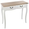 chrysa 2 drawer white console wood top