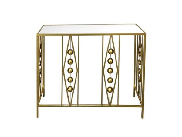 odessa mirrored console table gold 90x75x27cm